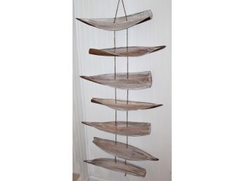 Unique Tropical Seven Tiered Palm Bark Hanging Wall Art