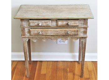 Cute Small Vintage White Washed Wood Small Accent Console Table-Custom Made In Tiradentes Minas Gerais Brazil