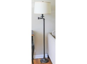 Handsome Bronze Finish Articulating 63' Floor Lamp With Fabric Shade
