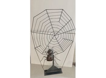Large 4 Ft Tall Spider & Web Welded Metal Sculpture