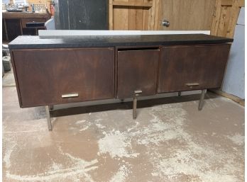 Mid Century Steel Credenza With Slate Top
