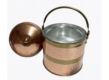 Vintage MCM Copper & Brass Ice Bucket By Virginia Colony
