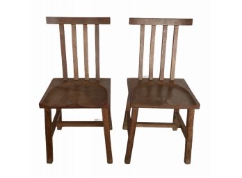 Vintage Pair Of MCM Wood Chairs