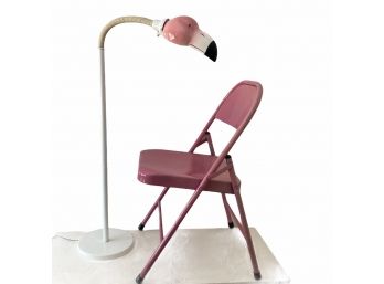 Cool Vintage Ceramic Flamingo Floor Lamp & A Pink Folding Chair