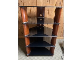 Wood &  Black Glass Audio / Television Component Stand