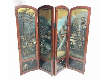 Antique Hand Painted Chinese Folding Screen  43' X 36'