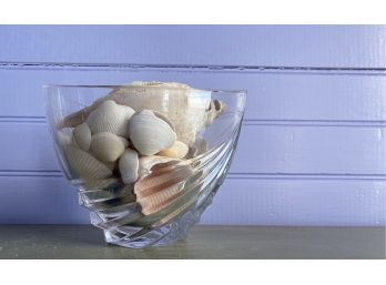 Waterford Crescent Shaped Bowl Filled With Seashells