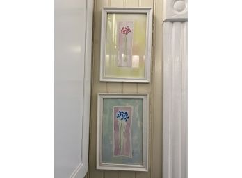 Pastel Floral Prints Framed  Behind Glass