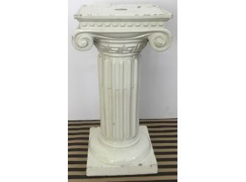 Antique White Porcelain Greek Key Column Pedestal