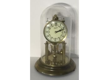 Vintage John Wanamaker Brass Clock, Glass Dome