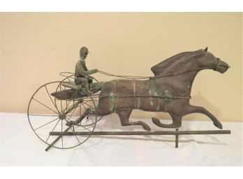 Vintage Sulky Horse Carriage & Jockey Weathervane
