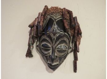 African Tribal Chokwe Mask With Bamboo Hair