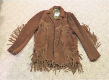 Vintage Mens Cowboy Western Suede Jacket With Fringe Sz 42