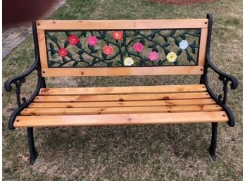 Wrought Iron And Wood Garden Bench Hand Painted