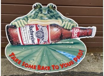 Vintage 3' Budweiser Beer Frog Sign