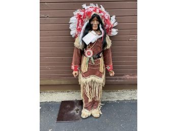 5 Foot Life Size Native American Indian Chief Doll With COA