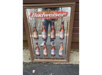 Vintage Budweiser Classic American Lager Framed Mirror Sign