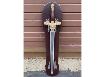 Decorative Stainless Steel Sword On Wood Mount