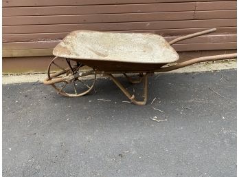 Vintage Metal Wheelbarrow With Spoke Wheel