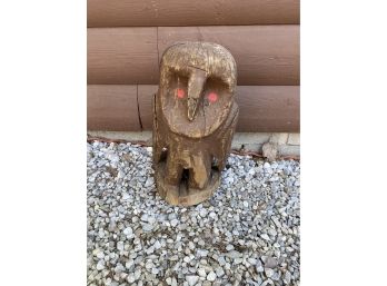 Carved Wood Owl For Your Garden