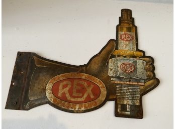 Vintage Double Sided Rex Spark Plug Sign