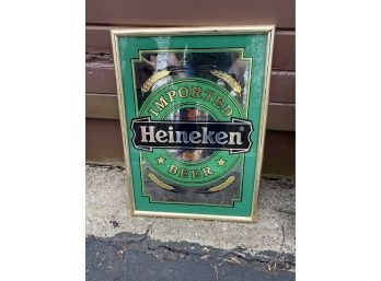 Vintage Heineken Imported Beer Framed Mirror Sign