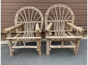 Amazing Pair Of Rustic Bent Twig Armchairs