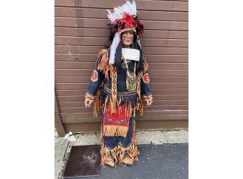 Life Size Native American Indian Chief With COA - Navy Blue