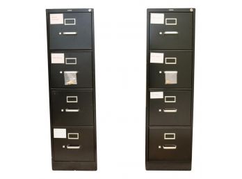 Pair Of HON Vertical File Cabinets With Keys