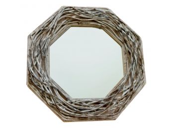 Octagon Wood Branches Framed Mirror