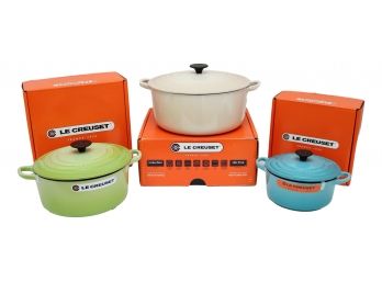 NEW Trio Of LE CREUSET Dutch Ovens Cookware With Lids (Retail $675)