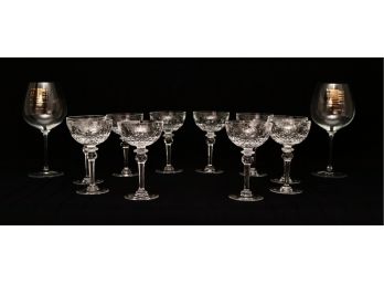 Etched Glass Champagne Glasses And Musical Note Wine Glasses