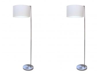 Pair Of Floor Lamps With Drum Shade