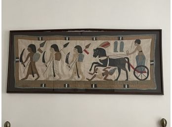 Antique Egyptian Appliqued Figures Framed Cloth