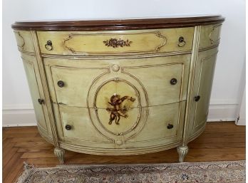 Beautiful Hand Painted Antique Curved Bureau Angels