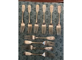 Lot Of 10 Antique Fiddleback Spoons With Monogram C
