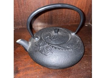 Unique Black Cast Iron Embossed Loose Leaf Tea Pot