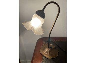 Vintage Lily Pad Brass Goose Neck Reading Lamp