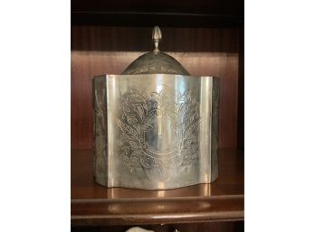 Elegant Engraved Antique Silverplate Biscuit Barrel