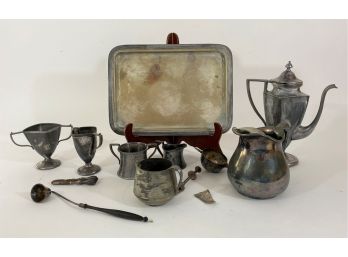 Group Lot Of Silver Plate & Pewter Items