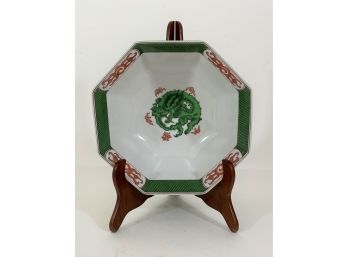 8' Octagonal Vegetable Bowl, Dragon Crest Green By Fitz And Floyd