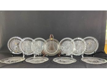 Set Of 11 Val St Lambert Crystal Plates