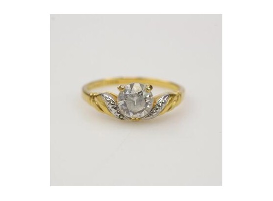 14k GP Clear Stone Ring Size 9.75