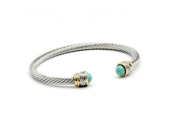 Turquoise Twisted Cable Bangle Cuff Bracelet