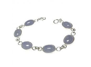 Beautiful Purple Jade Sterling Silver Bracelet