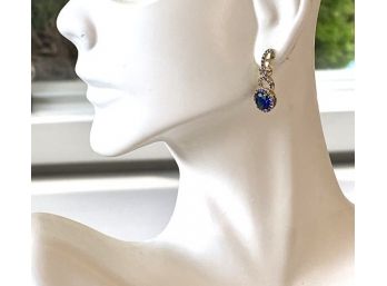 Sterling Silver & 18k Yellow Gold Overlay 4.50ctw Sapphire Earrings