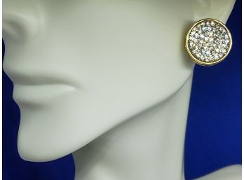 Fashion Gold Tone Round Earrings With Clear Stones