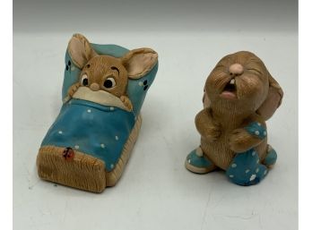 2 Vintage Pendelfin Figurines ~ Made In England ~ Wakey & Barney