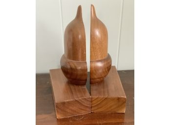 All Wood Acorn Bookends