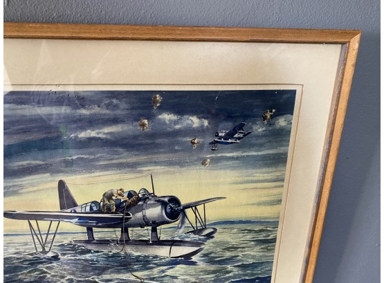 Vintage Framed Print Of WW2 Vought Kingfisher OS2U Airplane